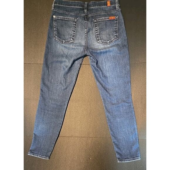 7 For All Mankind The Skinny Crop and Roll Blue Jeans Size 26 EUC - Picture 12 of 14